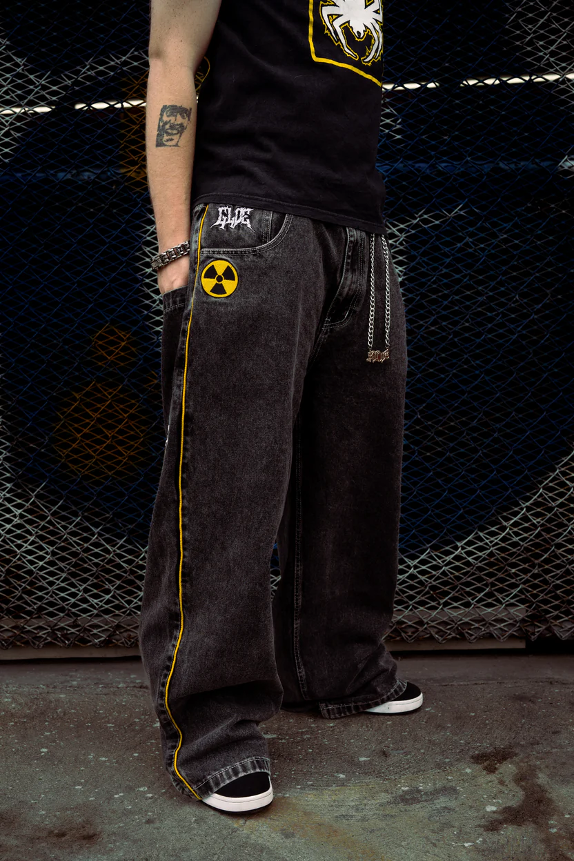 Black Wide Leg GLOE Nuke Jeans