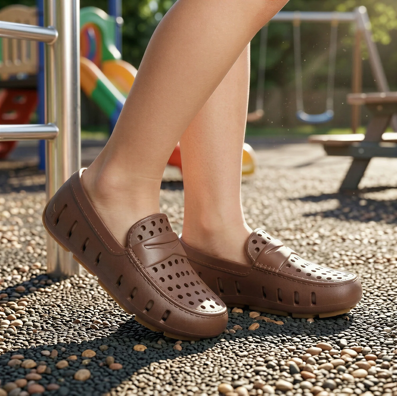 Kids Prodigy Driftwood Brown Gum Loafers